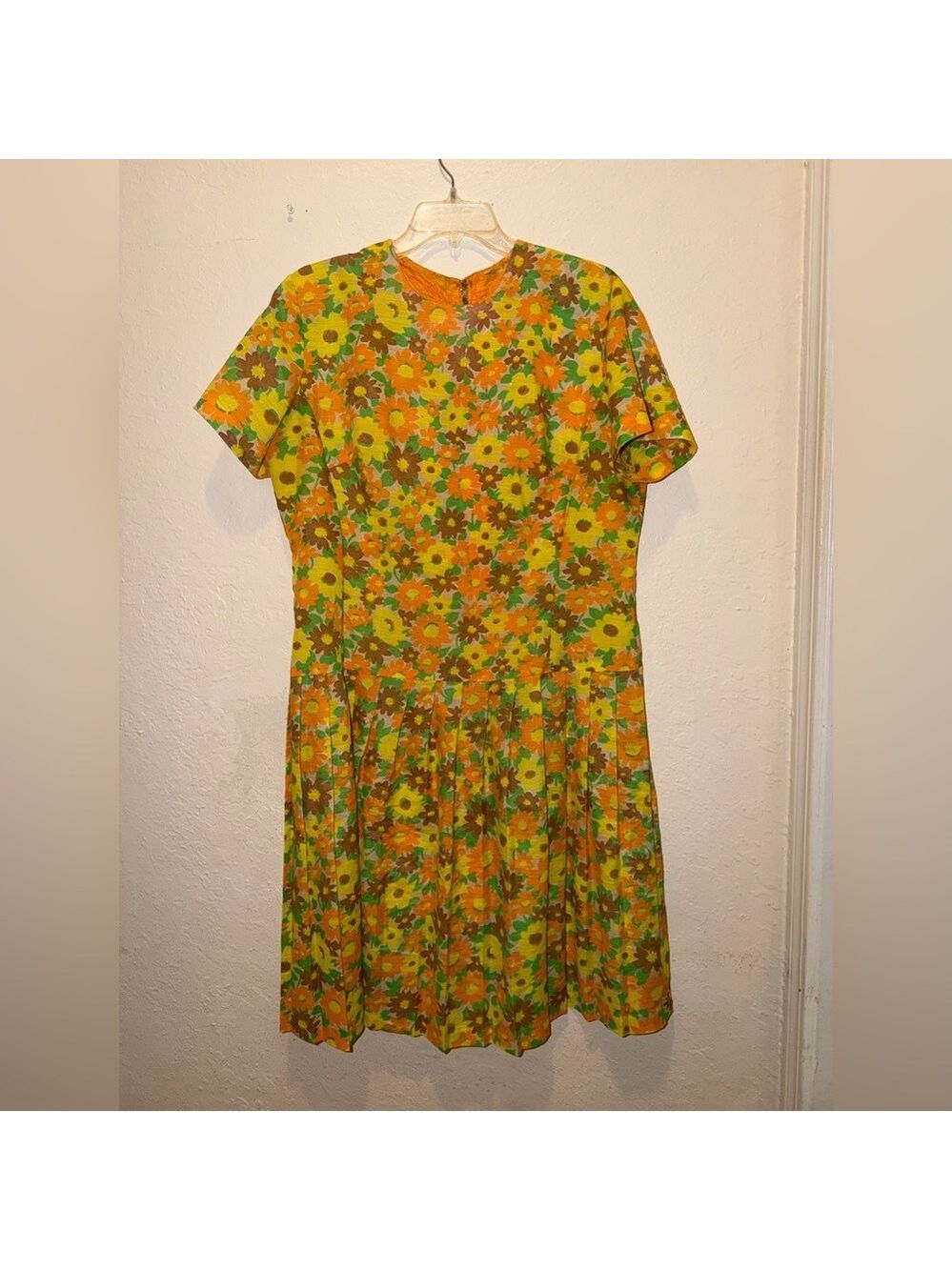 Vintage 60s 70s Floral Flower Power Short Sleeve Dress cottagecore granny - Picture 2 of 8